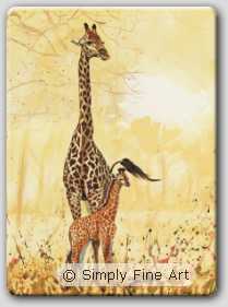 Giraffe and baby
