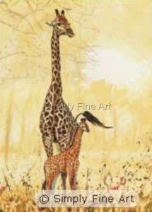 Giraffe and baby